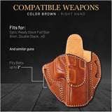 OWB Open Top Leather Holster for  Glock 17/22, Double Stack