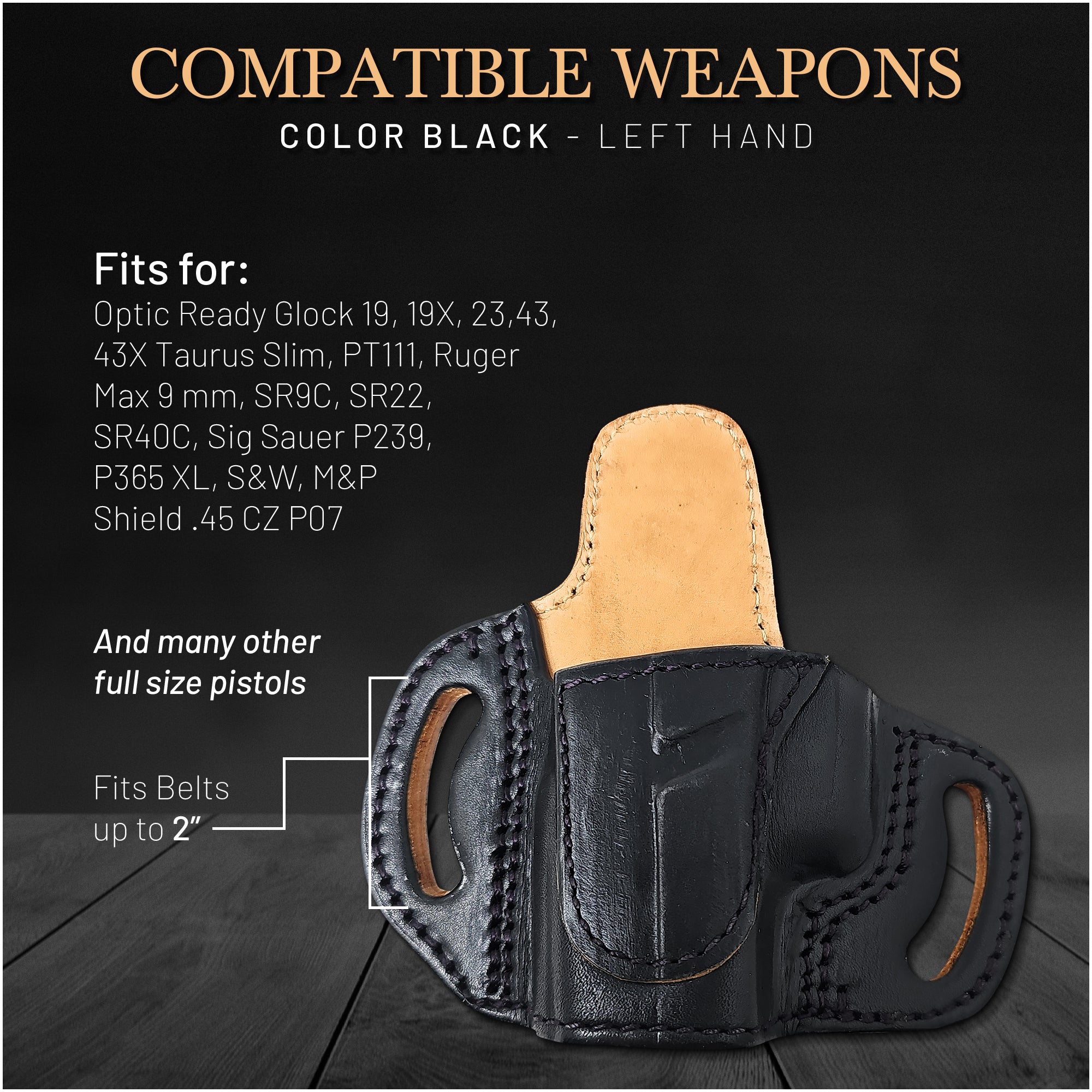 thumbnail image 2 of Inside The Waistband Leather Holster For Colt Defender 3” – IWB Concealment Holster With Clip (Cardini Leather) 2 of 3