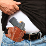 OWB Open Top Leather Holster for Glock 19, 19X, 23, 43, 43X