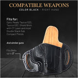 OWB Open Top Leather Holster for Shield 9mm Taurus G2C/G3C