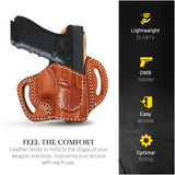 OWB Open Carry Leather Holster for Most Glock Full Size 9 mm