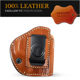 IWB / OWB 4 in 1 Leather Holster for Single Stack S&W, Hellcat