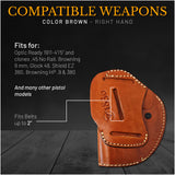 IWB / OWB 4 in 1 Leather Holster for 1911-5" .45 No Rail.