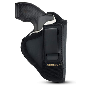 IWB TUCKABLE Revolver Holster by Houston - ECO Leather Concealed Carry Soft Material | Suede Interior for Protection | Fits Any 38 J Frames, S&W, Charter Arms, Rossi 38, Taurus,BG,LCR