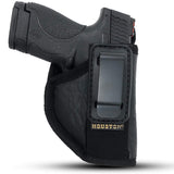 IWB TUCKABLE Gun Holster by Houston - ECO Leather Concealed Carry Soft Material | Fits G 26/27/33, Shield, XDS, Taurus 709, Taurus Pro C, Walther P22, Beretta Nano, SCCY Sky, Rgr LC9