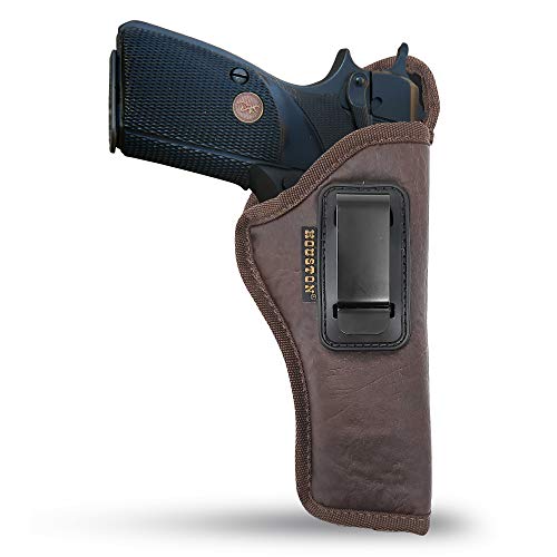 IWB 1911 Gun Holster by Houston - ECO Leather Concealed Carry Soft Material | Suede Interior for Maximum Protection | FITS 1911 4