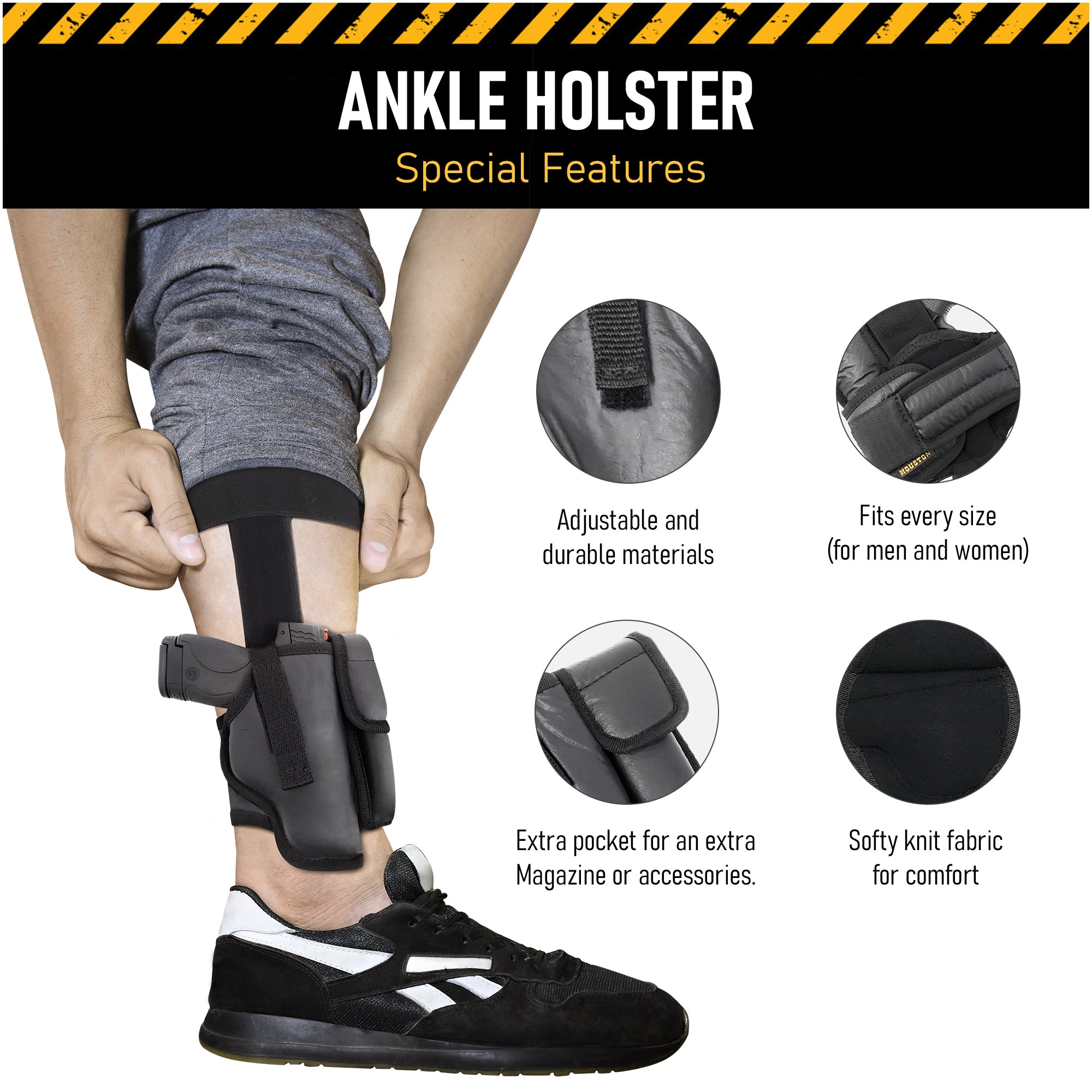 AlphaHolster Ankle Gun Holster - Compact Concealed Carry, Ventilated Elastic, Made In USA - View #5