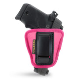 IWB and Outside Gun Holster - by Houston - Pink ECO Leather Concealed Carry Soft Material | Suede Interior for Protection | Fits: S&W Bodyguard,Taurus TCP, Sig P238, Jimenez JA, PPK 380.Ruger LCP II