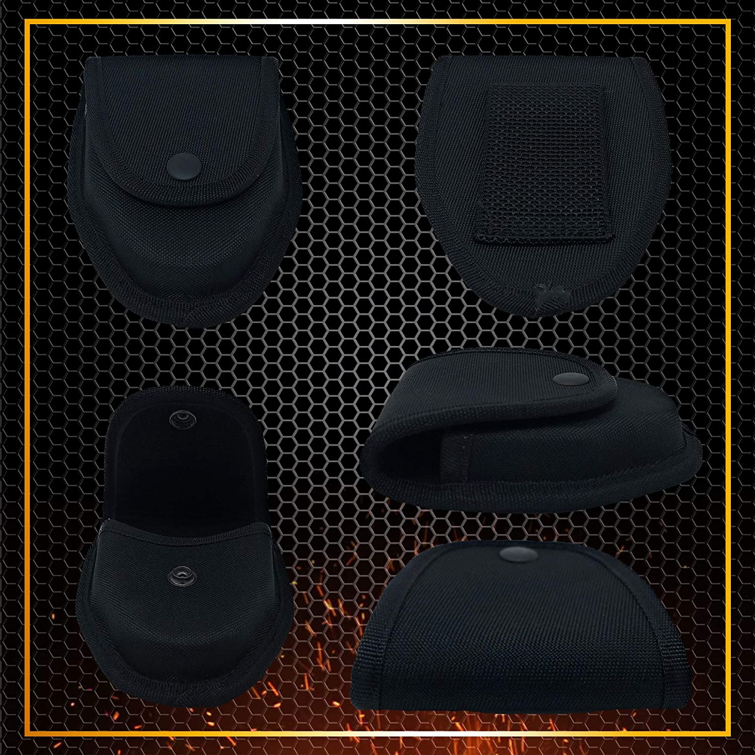 Black Nylon Handcuff Case Pouch - Universal Fit For Duty Belts With Secure Snap