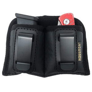IWB Magazine and Multi Use Holster - by Houston -Concealment Clip Fits Most Double Stack 9mm / .40 Cal. for Compact Sizes Like Glock 26/27, Sig P365 (Double Medium Compact Double Stack 9mm /.40 Cal)