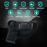 IWB TUCKABLE Gun Holster by Houston - ECO Leather Concealed Carry Soft Material | Suede Interior for Protection | Fits: S&W Bodyguard,Taurus TCP, Sig P238, Jimenez JA, PPK380.Ruger LCP II