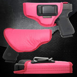 IWB Pink Gun Holster by Houston - ECO Leather Concealed Carry Soft Material | CCW | Suede Interior for Gun Protection