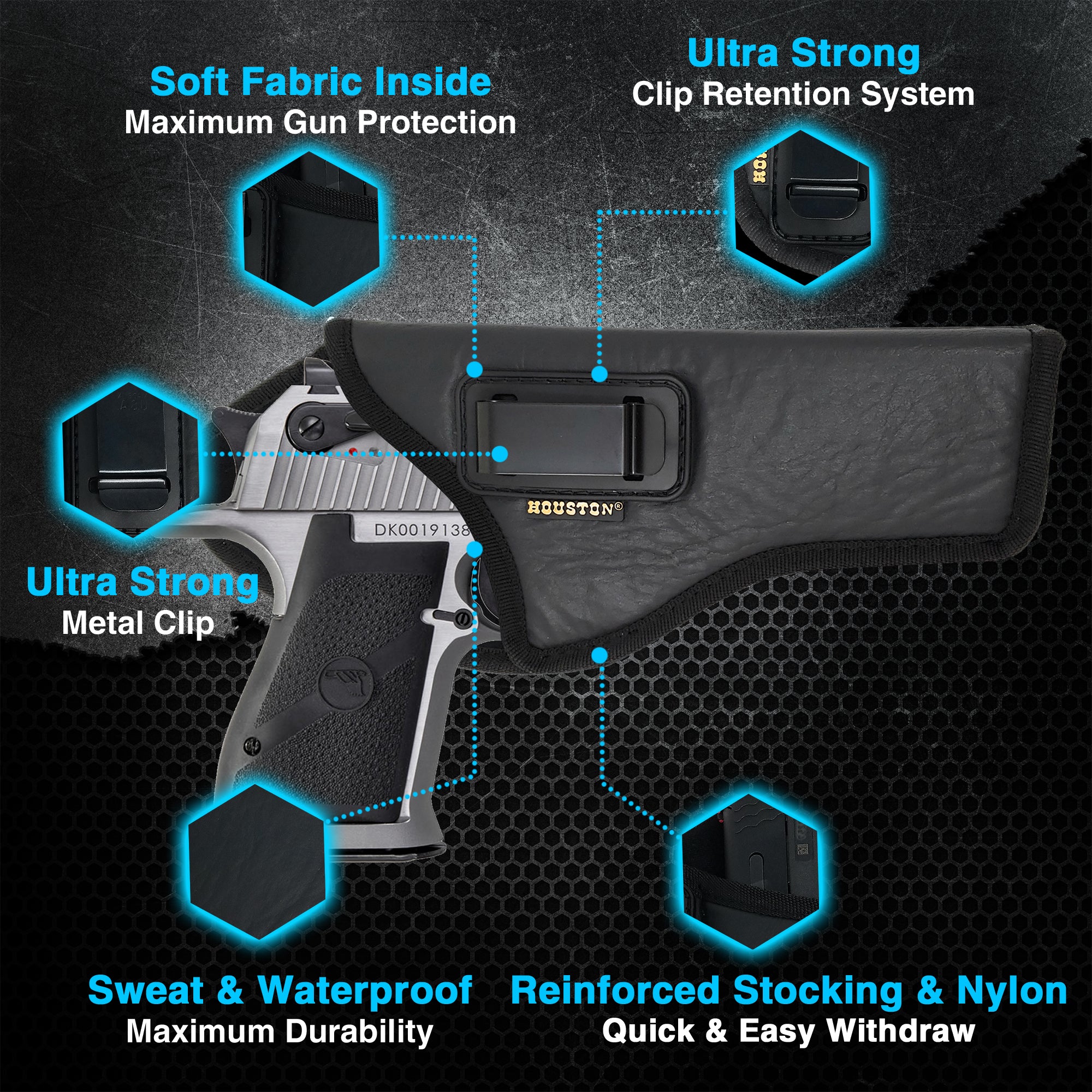 USB Charging Lights Houston IWB Leather Gun Holster - Inside Waistband ...