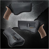 IWB Revolver Holster by Houston - ECO Leather Concealed Carry Soft | Suede Interior for Maximum Protection | Concealed Carry Holster for Rhino Rev 40DS, 357 MAG/4" BBL