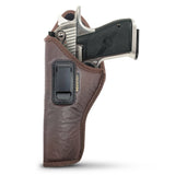 IWB Gun Holster by Houston -Brown Color- ECO Leather Concealed Carry Soft Material | Suede Interior for Maximum Protection | Fits: Magnum Research Dessert Eagle .50 / .50AE / .357 / .44 Caliber 6" Barrel