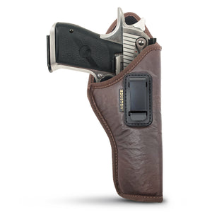 IWB Gun Holster by Houston -Brown Color- ECO Leather Concealed Carry Soft Material | Suede Interior for Maximum Protection | Fits: Magnum Research Dessert Eagle .50 / .50AE / .357 / .44 Caliber 6" Barrel