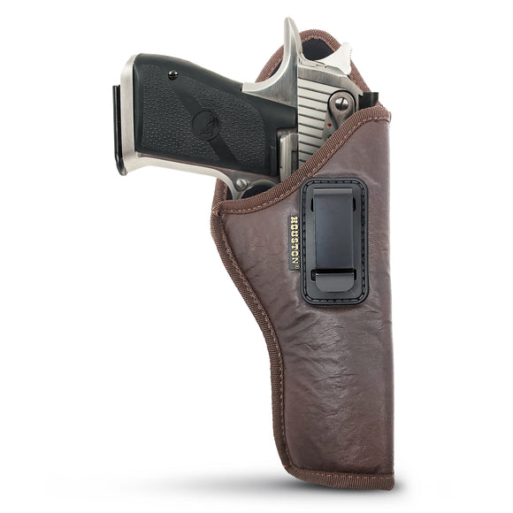 IWB Gun Holster by Houston -Brown Color- ECO Leather Concealed Carry Soft Material | Suede Interior for Maximum Protection | Fits: Magnum Research Dessert Eagle .50 / .50AE / .357 / .44 Caliber 6