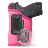 Pink ECO Leather Concealment Holster Inside The Waist with Metal Clip by Houston FITS Most MIDSIZES & Compact  9 mm / .40 Cal / .45 Caliber with Small Laser