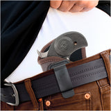 IWB Gun Holster by Houston - Brown ECO Leather Concealment Inside The Waistband with Metal Clip Compatible with Bond Arms | Roughneck | Backup | Texas Def 1 .410 / 357 / 38 / .9 / .45, 2.5 Barrel