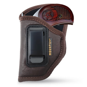 IWB Gun Holster by Houston - Brown ECO Leather Concealment Inside The Waistband with Metal Clip Compatible with Bond Arms - Roughneck - Backup - Bond Arms Century 2000 Texas Ranger Snake Slayer 3.5" Barrel