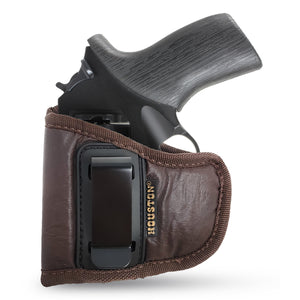 IWB Revolver Holster by Houston - Brown ECO Leather Concealed Carry Soft | Suede Interior for Maximum Protection | FITS: Rhino REV 200DS, 357 MAG/2" BBL