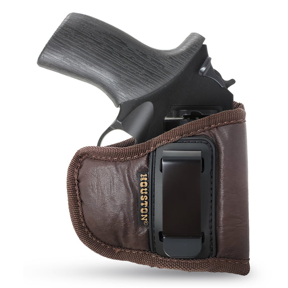 IWB Revolver Holster by Houston - Brown ECO Leather Concealed Carry Soft | Suede Interior for Maximum Protection | FITS: Rhino REV 200DS, 357 MAG/2