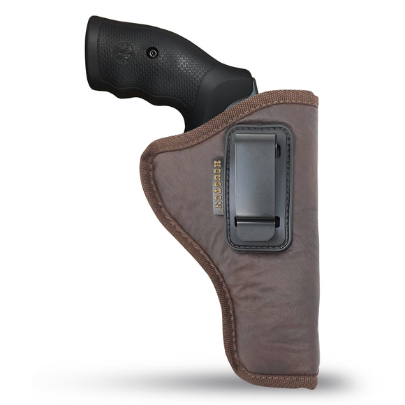 IWB Revolver Holster by Houston - ECO Leather Concealed Carry Soft Material | Suede Interior for Protection | FITS: Revolvers K, L, M & N Frames, 5 & 6 Shots, 3.5
