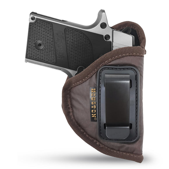 IWB Gun Holster by Houston - ECO Leather Concealed Carry Soft Material | Suede Interior for Protection | Fits: S&W Bodyguard, Taurus TCP, SIG P238, Jimenez JA, PPK380. Remington RM .380