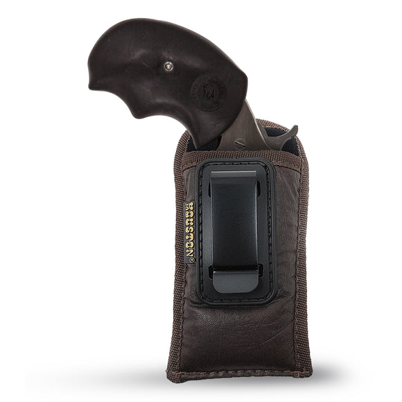 IWB North American Arms Mini Revolvers Holster by Houston – Brown ECO Leather Concealed Carry Soft Material | Suede Interior for Protection | Fits: Black Widow .22 Mag (Ambidextrous)