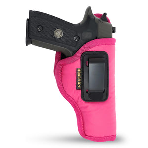IWB Gun Holster by Houston - Pink ECO Leather Concealed Carry Soft Material | FITS Glock 17/21, H &K,Beretta 92 FS,XDM,Ruger 45 BERSA PRO,PX4,FNX 45,FNH 45,HI Point 9/40/45 MM (Left)