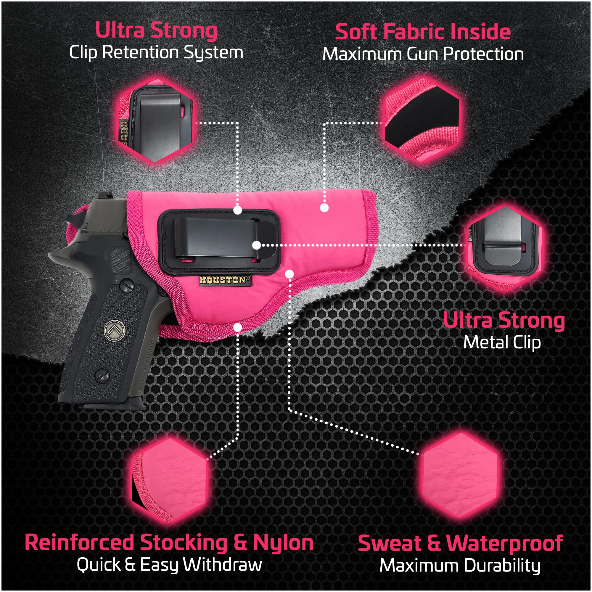 IWB Pink Revolver Holster For Women - ECO Leather Concealed Carry Inside Waistband Holster (Fits .38 J-Frames) - View #6