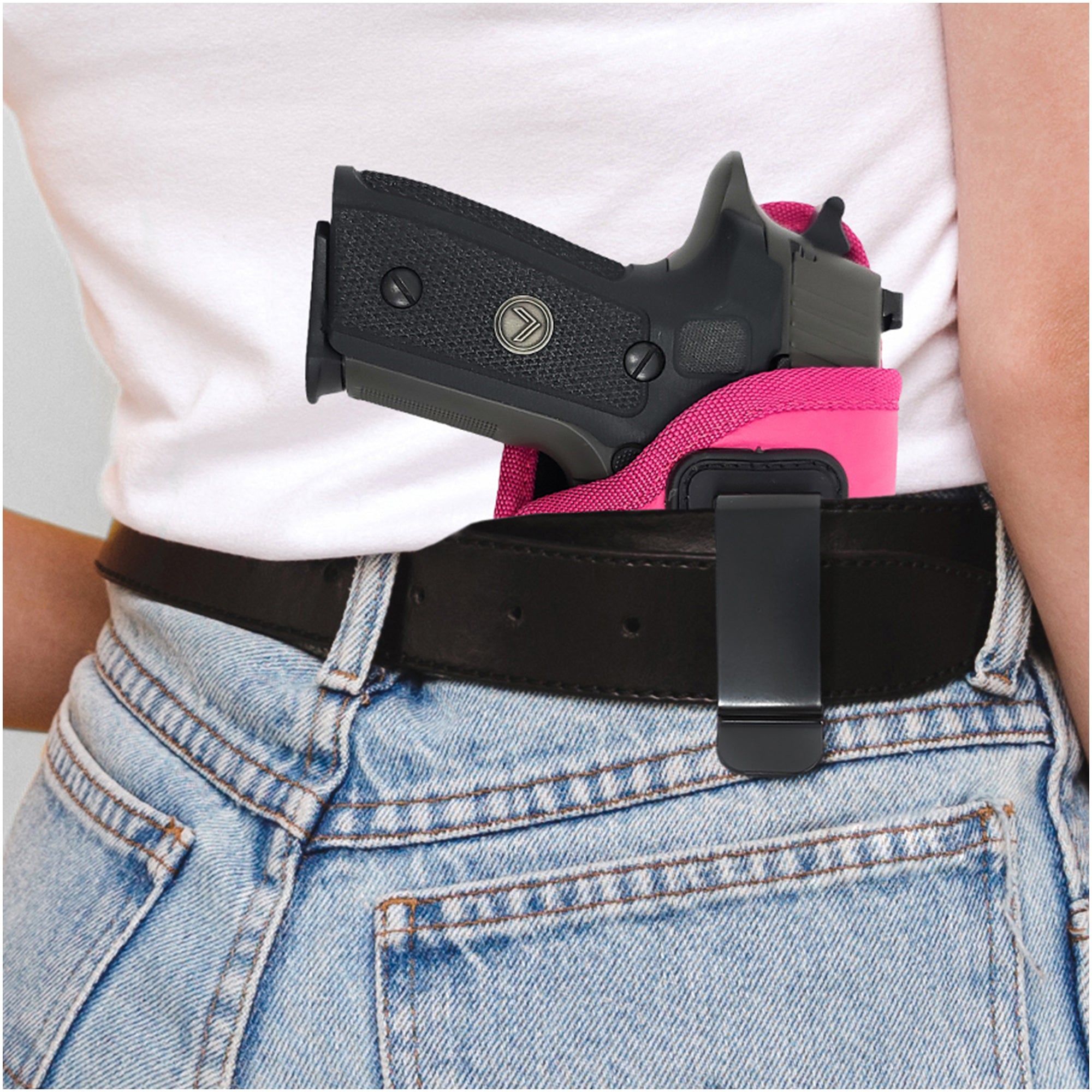 IWB Pink Revolver Holster For Women - ECO Leather Concealed Carry Inside Waistband Holster (Fits .38 J-Frames) - View #7