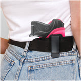 Pink ECO Leather Gun Holster - by Houston - Concealment Inside The Waist with Metal Clip Fits Only Small .380 Caliber with Small Laser, Keltec, LCP, Diamond Back, Small 25 & 22 Cal with Laser