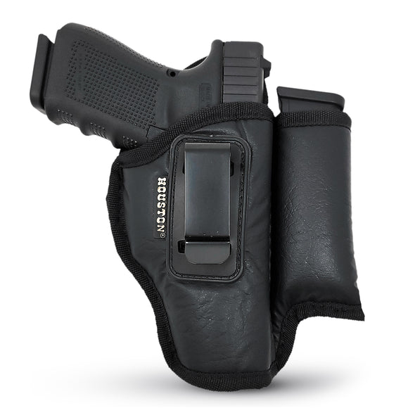 IWB Gun Holster with Mag Pouch by Houston - ECO Leather Concealed Carry Soft Material | Fits Sig P250 Sub Comp, P320 Sub Comp, 224 | FNS 9C | XD Mod. 2-3