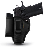 IWB Gun Holster with Mag Pouch by Houston - ECO Leather Concealed Carry Soft Material | FITS 1911 5" & 4" Barrel, Browning 9 mm