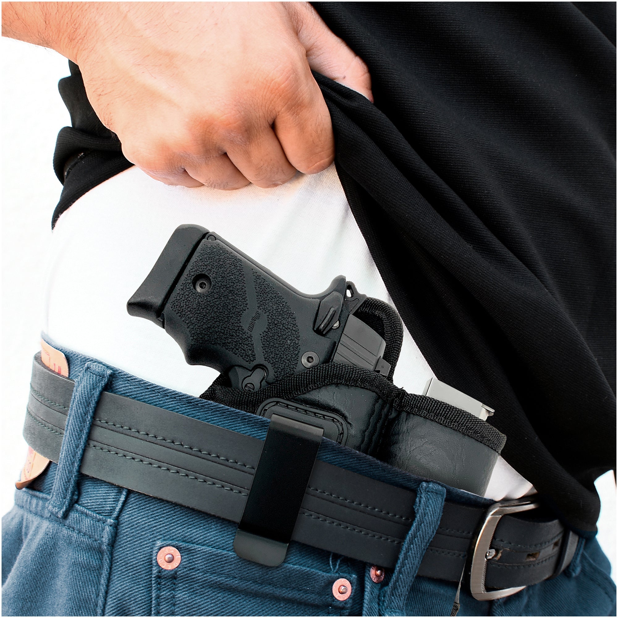 Houston Gun Holsters IWB Leather Holster - Right Hand, Inside Waistband, Fits Glock 43/42, Sig P365, Hellcat, Shield & More