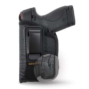 IWB Revolver Holster by Houston - Tuckable ECO Leather Concealed Carry Soft Material | Suede Interior | Fits: Most Full Sizes, Like XDM, Glock 17/19/21, 92 FS (with Laser)