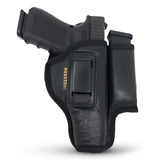 IWB Gun Holster with Mag Pouch by Houston - ECO Leather Concealed Carry Soft Material | FITS Glock 17/21, H &K,Beretta 92 FS,XDM,Ruger 45 BERSA PRO,PX4,FNX 45,FNH 45,HI Point 9/40/45 MM