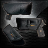 Houston Gun Holsters - ECO Leather Concealed Carry Soft Material | FITS Most Mid & Full sizes, like GLK 17 / 22, 19 / 23, S&W M&P, BERETTA 92, RGR WITH LASER O FLASHLIGHT (with Laser), Black