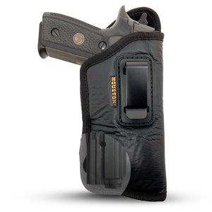 Houston Gun Holsters - ECO Leather Concealed Carry Soft Material | FITS Most Mid & Full sizes, like GLK 17 / 22, 19 / 23, S&W M&P, BERETTA 92, RGR WITH LASER O FLASHLIGHT (with Laser), Black