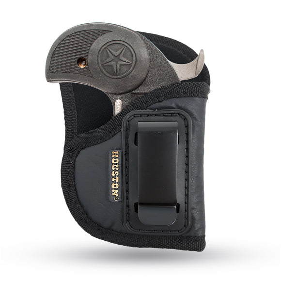 IWB Gun Holster by Houston - ECO Leather Concealment Inside The Waistband with Metal Clip Compatible with Bond Arms | Roughneck | Backup | Texas Defender 1 .410 / 357 / 38 / .9 / .45, 2.5 Barrel