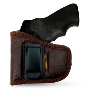 IWB S333 Thunderstruck Gun Holster - Revolver 22 WMR by Houston - ECO Leather Concealed Carry Soft Material | Suede Interior for Protection | Fits: S333 Thunderstruck .22 WMR Brown