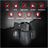 Tactical Pancake Gun Holster Houston - ECO Leather Concealed Carry Soft Material | Suede Interior for Protection | IWB | Right Hand | Fit: Glock 19 17 20 21 22 23 | Beretta 92 FS, PX4, XDM, HK USP, MP