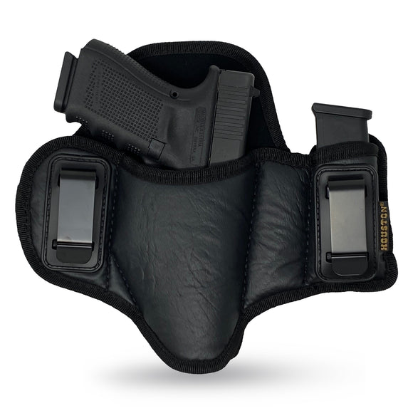Tactical Pancake Gun Holster by Houston | ECO Leather Concealed Carry Soft Material | Suede Interior for Protection | Inside The Waistband | Right Hand Fits most 1911 4