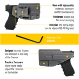 Concealed Carry Iwb Kydex Holster - by Houston | Lined Inside for Strong Retention and Maximum Protection | Reinforced Plastic Clip | Black Color | Lightweight Durable | for Glock 19 (Gen 1 - 5)