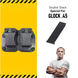 Houston Gun Holsters Double Kydex Magazine Pouch Case Concealment Tactical | Multi Use Holster Belt Loop for Pistol | Double Mag Case Pouch | Fits Double Mag Double Stack Glock .45
