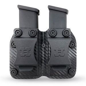 Double Kydex Magazine Pouch Case by Houston | Gun Holsters Concealment Tactical | Multi Use Holster Belt Loop for Pistol | Double Mag Case Pouch | Fits Double Mag Double Stack Glock 9/40