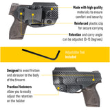 Concealed Carry Iwb Kydex Holster - by Houston | Lined Inside for Strong Retention and Maximum Protection | Reinforced Plastic Clip | Carbon Fiber | Lightweight Durable | for Taurus 709 Slim 9/40