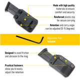 IWB OWB Kydex Magazine Pouch Case by Houston | Gun Holsters Concealment Tactical | Multi Use Holster Belt Loop for Pistol | Inside The Waistband Case Pouch | Fits Double Stack Glock 9/40