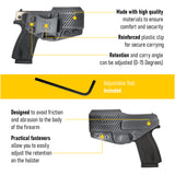 Concealed Carry Iwb Kydex Holster - by Houston | Lined Inside for Strong Retention and Maximum Protection | Reinforced Plastic Clip | Carbon Fiber | Lightweight Durable | for BERSA BP9cc